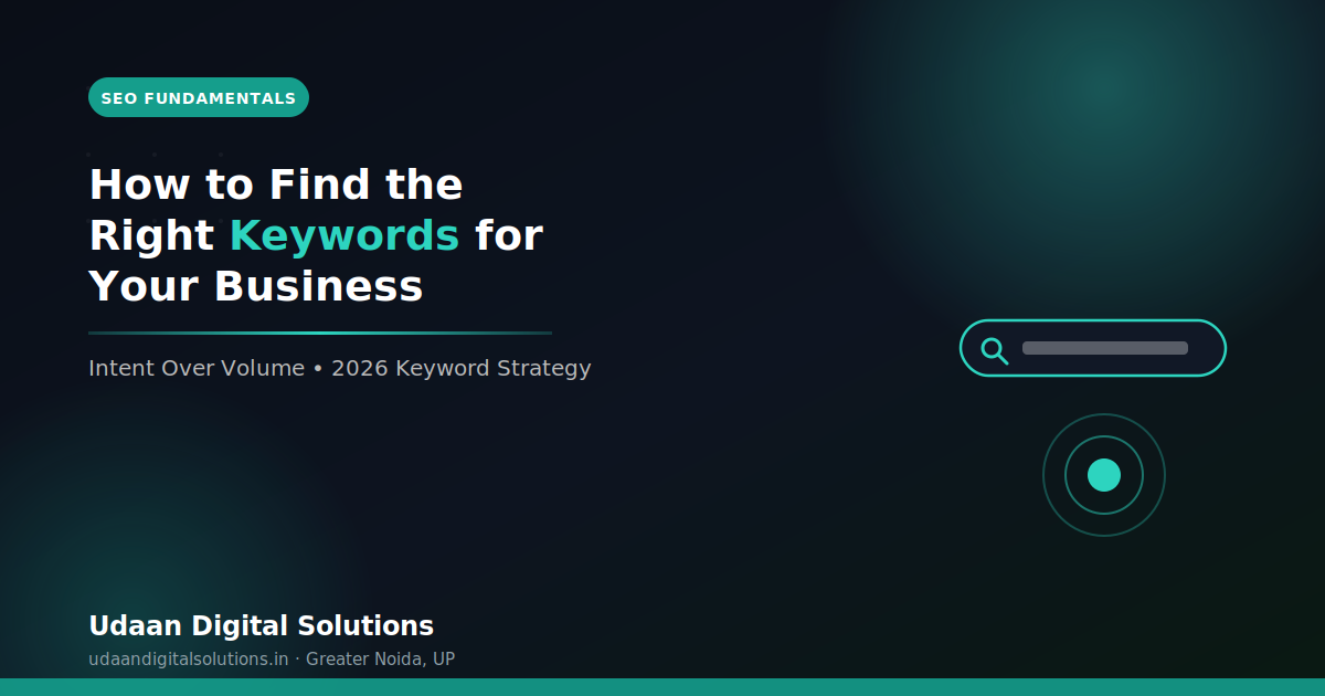 How to find the right keywords for your business - 2026 guide by Udaan Digital Solutions