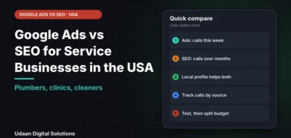 Google Ads vs SEO for service businesses in the USA compared on speed, cost and what happens when you pause