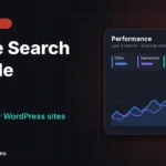 Google Search Console setup for WordPress shown as a performance dashboard with clicks, impressions, CTR and position