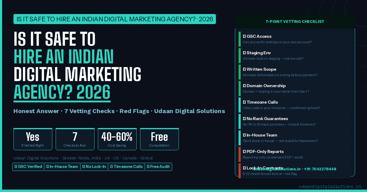 Is It Safe to Hire an Indian Digital Marketing Agency 2026 — Udaan Digital Solutions
