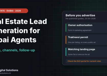 Real estate lead generation for Dubai agents shown as a six-step path from permit to viewing
