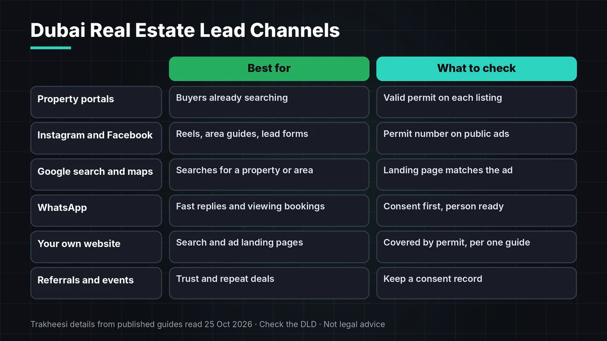 Real estate lead generation for Dubai agents: channels and permit checks compared
